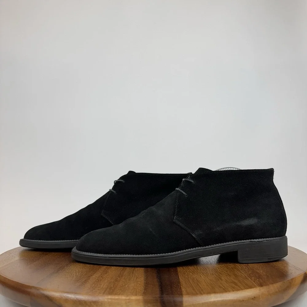 Mens Salvatore Ferragamo Black Suede Dress‎ Shoes Chukka Ankle Boots Size 7.5 D